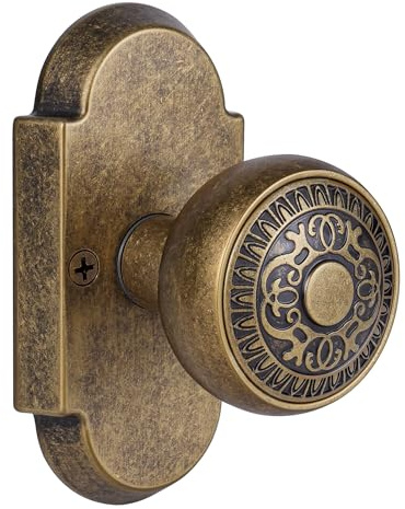 BonKuDoo Antique Brass Door Knob Passage Door Knobs Vintage Door Knob Interior for Hall and Closet,1 Pack