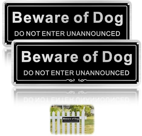 VZU 2 PCS Beware of The Dog Sign, 9 X 25 Cm Beware of The Dogs Sign Outdoor Gate, Reactive Dog Warning, Warning Sticker Do Not Enter Dog Sign