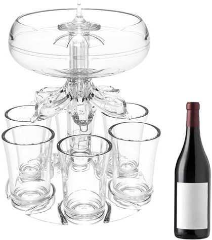 Fizepgo 6 Shot Glass Dispenser with Holder | Fun Glass Beverage Dispenser - Acrylic Home Bar & Party Drink Tool