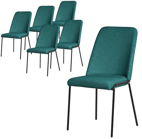 ML-Design Esszimmerstühle 6er Set Petrol, Küchenstühle mit Stoffbezug und Stahlgestell, Wohnzimmerstuhl mit Rückenlehne, Polsterstühle für Esszimmer & Küche, Gepolsterte Stühle Ergonomischer Sessel