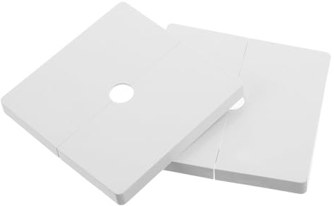 HOMSFOU 2 pezzi Flangia decorativa quadrata per foro da parete, in plastica, flangia divisa con nastro biadesivo, copertura rimovibile per impianti idraulici e decorazioni per la casa