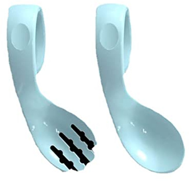 SIXRUN Gebogener Löffel mit Kleinem Mund für, Wiederverwendbare Baby-Trainingslöffel für Selbstständiges Essen, Roter Löffel für Kleinkinder, 8,9 X 4,1 Cm (BLUE)