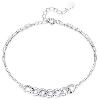 Tolldek 14K 585 Weißgold Armbänder Damen, Klassiker Armreifen mit Diamant Echtes, 14K Gold Armbänder, 16+5CM