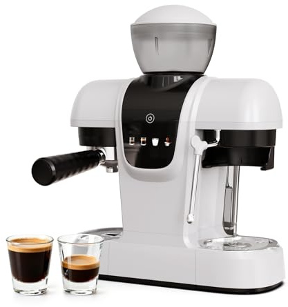 BENFUCHEN Espresso Kaffeemaschine mit Mahlwerk, 20 Bar, 20 Mahlgrade, Touchscreen, Milchaufschäumer, 220g Bohnenbehälter, 800ml Wassertank, Filter Kaffee & Espresso Kombination,Weiß
