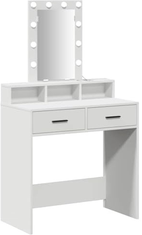 Mokuyary Tavolo da toilette bianco 79 x 41 x 140 cm legno di ingegneria, tavolo da toeletta trucco per camera da letto -B