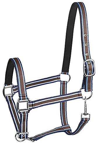 PFIFF 101517 Kunststoffhalfter, Weidehalfter Stallhalfter, Braun-Hellblau-Blau, Pony