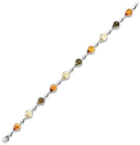 InCollections Damen-Armband 925/000 Sterlingsilber mit Bernstein, multicolour 0010214091890