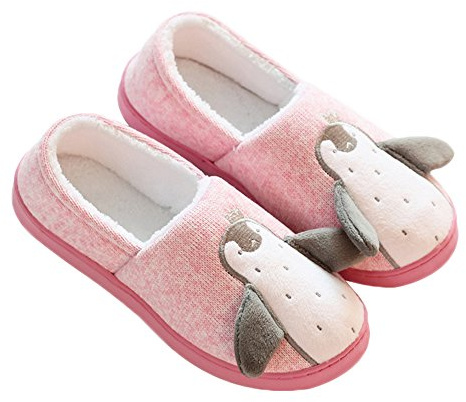 JadeRich Unisex söt pingvin djur hem skor mysiga fleece varma fluffiga inomhustofflor, Rosa hälskydd, 36/37 EU