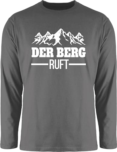 Langarmshirt Herren Langarm Shirt - Skiurlaub Apres Ski - Der Berg Ruft - 3XL - Dunkelgrau - t-Shirts Sport Skifahrer ruf Tshirt t Longshirt skioutfit Berge Longsleeve Skifahren apre Hiking Shirts