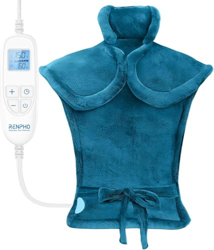 RENPHO Electric Heating Pad for Back, Mothers Day Gifts & Birthday Gifts for Mom Dad Women Men, FSA Eligible & HSA Store, Neck and Shoulder Heat Pad, Fast Heating, 24x33, ETL Certified, Blue