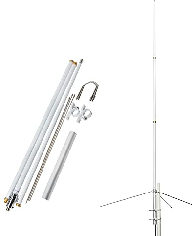 UAYESOK Amateur Base Antenna Dual Band 2m/70cm 7.2ft Fiberglass Mobile Radio Antenna Vertical Base Station Antenna 5.5/8.5dBi So239 Connector for Repeater System Radio Scanner Vehicel Truck