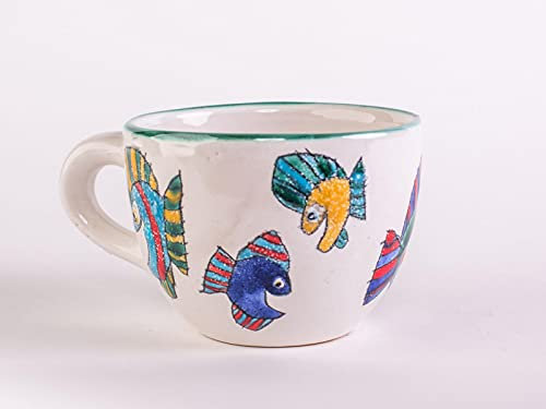 Manufaktur Martinshof Suppentasse Fische Tasse, Pott, Tee, Kaffee, Steinzeug, Kaffeepott, Teepott, Keramik, Kaffeetasse, Teetasse