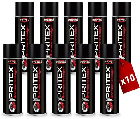PRITEX – Bremsenreiniger Spray 10 x 500 ml – Auto Teilereiniger zur Entfettung von Bremsen, Kupplungen, Motor- & Maschinenteilen – rückstandsfrei & umweltneutral
