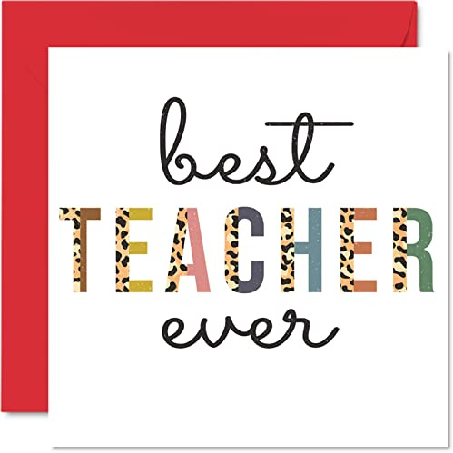 Stuff4 Dankeskarten, Best Teacher Ever | Dankeskarten für Ihn, Ihre Männer und Frauen, herzliche Wertschätzungskarte, 145 mm x 145 mm Dankeskarten für Geschenke
