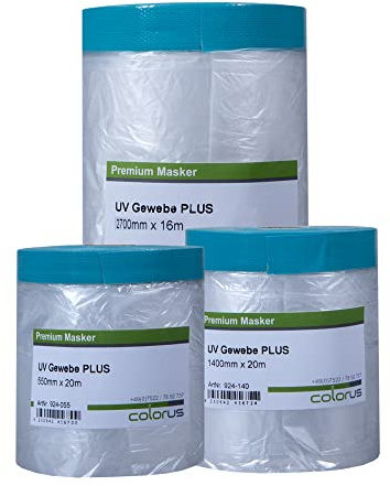 Colorus Masker Tape Set Gewebe 55, 140 und 270 cm Abdeckfolie | Masker mit Gewebeband und Abdeckfolie in 55 cm, 140 cm und 270 cm Breite für stabiles Abdecken von Boden und Möbeln
