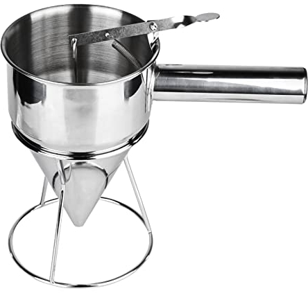 Nizirioo Distributeur de pâte à crêpes,En acier inoxydable,Entonnoir de cuisine,Entonnoir avec rack,Entonnoir pour la maison, la cuisine, la boulangerie, les gâteaux, les desserts,Outils de cuisine