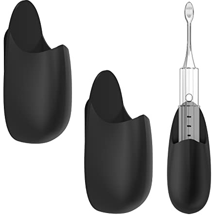 Linkidea 2-pack eltandborstehållare väggmonterad för dusch, silikonborsteförvaring, självhäftande hängare kompatibel med Oral-B Pro 3000, iO-serien (svart)