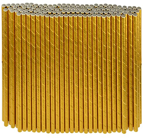 Cannucce usa e getta in carta oro 1000 conteggi, 19,7x0,6cm per feste, matrimoni, cocktail - Ecologiche