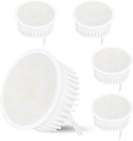 URing Ultra flach 5er LED Modul ø50x23mm, LED Einbaustrahler 3000K warmweiß 5W 230V 400LM IP44 Wasserdicht Einbauspot für Standard Deckenspot Aufbauspot, Ersatz für GU10/ MR16/Halogen Leuchtmittel