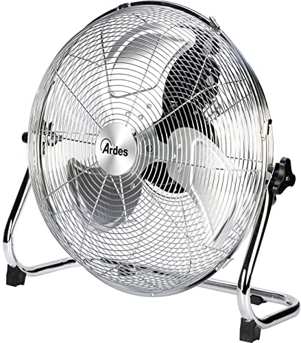 ARDES - AR5C40B Ventilatore da Pavimento Silenzioso 3 Pale e velocita' BOXCHROME 40 - Cromato con Inclinazione Verticale e Comando Manuale