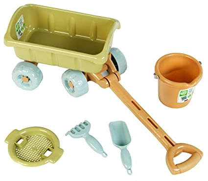 Theo Klein Piccolo Goes Bio 7660 - Carrello con secchio | Robusto carrello in bioplastica | Include secchio, rastrello, pala e setaccio | Giocattolo per bambini a partire da 1 anno