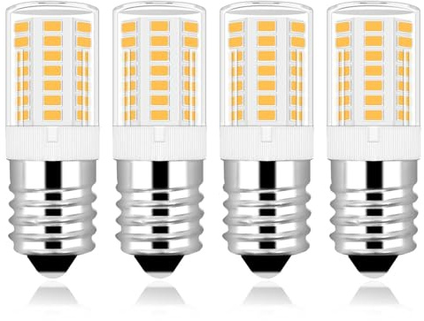 LFLAMPON E17 Light Bulb 3000K Warm White,T5 Intermediate Base Microwave LED Bulbs,3.5W Equivalent 30-40W Halogen,460LM Non Dimmable for Refrigerator,Under Hood Appliance,4 Pack