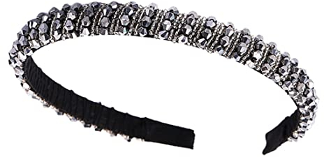 Haarreif für Damen mit Kristallperlen Stirnband Haarschmuck Haarreifen Silber