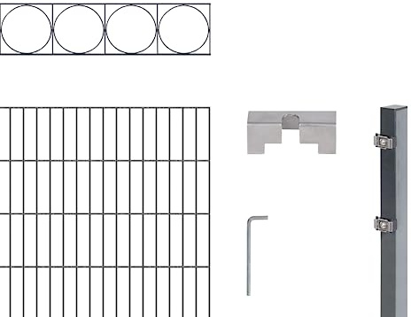 Alberts 667627 Doppelstabmattenzaun »Oslo« als 12 tlg. Zaun-Komplettset | verschiedene Längen und Höhen | kunststoffbeschichtet, anthrazit | Höhe 100 cm | Länge 4 m