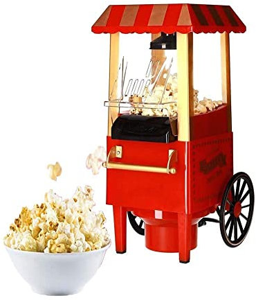 Popcorn Maker 1200W Electric Tabletop Popcorn Machine, Hot Air Popcorn Popper Maker With Measuring Cup, No Oil Needed, Fda And Etl Approved, Easy To Clean,Red