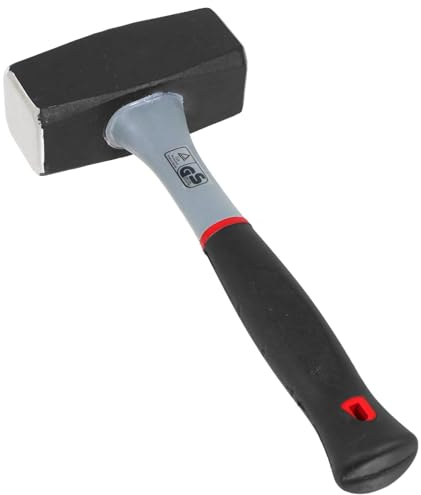 SPARES2GO Lump Club Sledge Hammer Heavy Duty Fibreglass Shaft Hardened Steel Head TPR Comfort Grip Handle (4lb / 2kg)