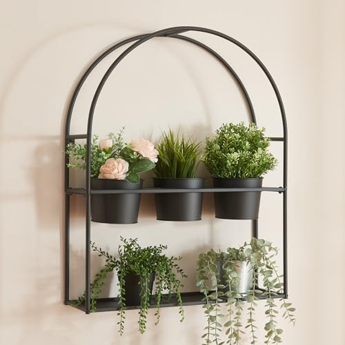 [en.casa] Växtställ Merikarvia med blomkrukor 65 x 52 x 15 cm svart