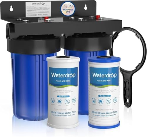 Waterdrop WHF21-PG Wasserfiltersystem für Ganze Haus, 5-Stufige Filtration | Reduziert Blei, Chlor und Unangenehmen Geschmack, 2-Stufige Filtration mit 5 Mikron, mit Aktivkohlefilter und Sedimentfilter