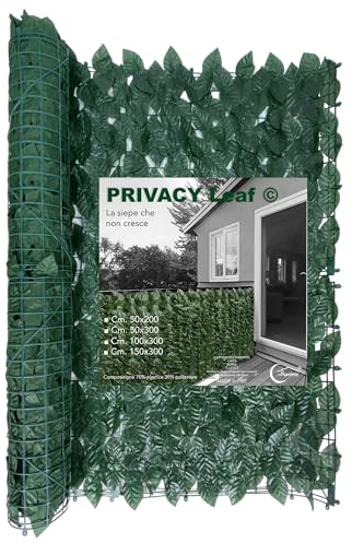 Tex family SIEPE Privacy Leaf Finta Artificiale a Foglie per Muri e Balconi Ornamentale frangivista - Cm. 150x300