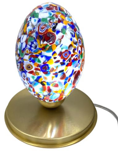 LE GEMME DI VENEZIA Lampada Forma Uovo Lume da tavolo comodino in Murrina Millefiori Veneziana Fatto Completamente A Murano Made in Italy