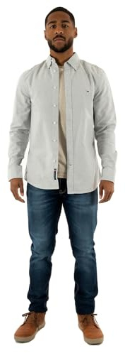 Tommy Jeans Uomo Camicia Stripe Oxford Slim Fit, Multicolore (Dark Night Navy Stripe), S