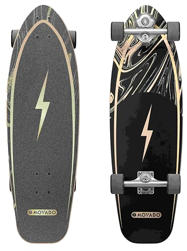 STAR SCOOTER Surf Skateboard Longboard Vintage Retro Cruiser High Speed Kugellager ABEC-11 Komplett Unisex | Schwarz