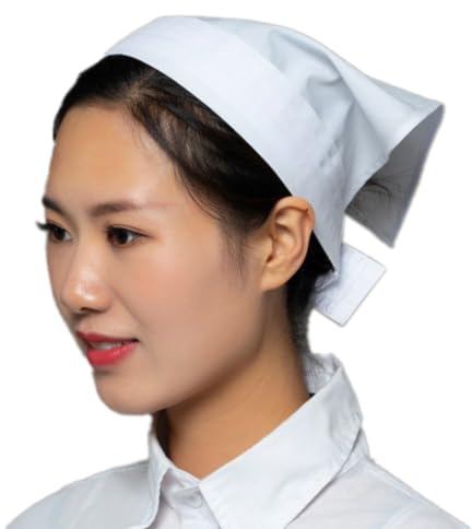 Anevous Dreieck Turban Kochmütze Klettverschluss Chef Hut, Kellner Kochhut Männer Frauen Staubhut Verstellbarer Küche Hut, Kopfbedeckung für Restaurant, Zuhause, Hotel,Weiß