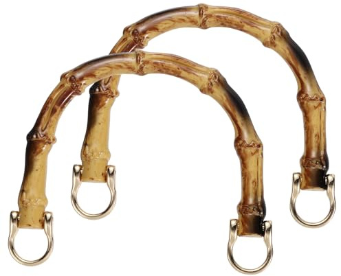sourcing map 2 manici in bambù da 12,7 cm, a forma di U, accessori di ricambio con fibbia dorata, per borse fatte a mano, all'uncinetto, borsa da spiaggia, borsa di paglia, borse fai da te, marrone