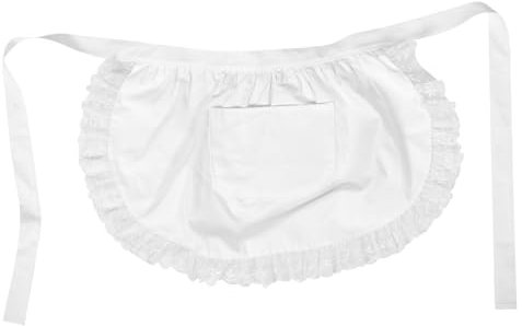 Ciieeo Halbschürze Für Damen Weiße Taillenschürze Aus Baumwolle Kochschürze Mit Spitzendetails Kellnerschürze Mit Großer Tasche Geeignet Für Küche Restaurant Und Bistro