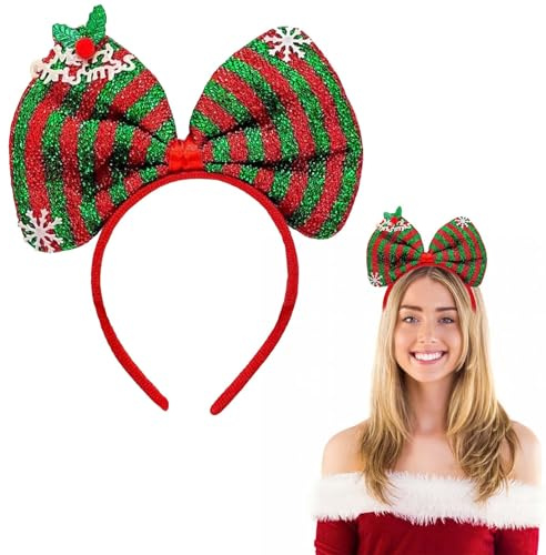 EONFAVE Serre-tête de Noël, nœuds de Noël, serre-tête rouge, bandeaux doux, grand nœud, serre-tête pour femme, accessoire de cheveux tendance