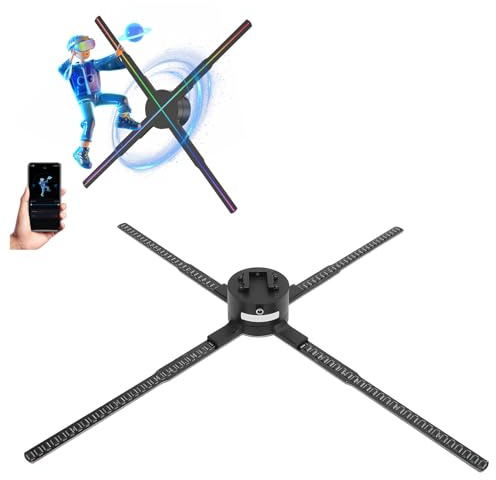 Ventola con Ologramma 3D, Videoproiettore Olografico 3D da 26 Pollici con 768 Perline LED, Controllo App, Display Pubblicitario per Natale, Halloween, Feste (Spina europea)