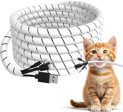 AGPTEK Organizador Cables 6M, 12-25mm Recoge Cables Ordenar Flexible, Manguitos para Cable, Blanco