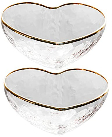 Cabilock 2pcs Glass Pudding Bowls Jelly Bowls Heart Shaped Dessert Bowls for Home