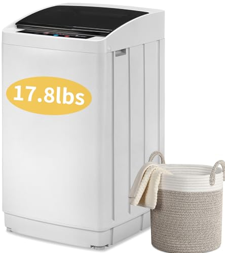 Winado Full Automatic Washing Machine, 17.8Lbs Top Load Portable Washer with Drain Pump, 8 Wash Programs 5 Water 2 in 1 Washer and Dryer for Apartments, RV, Camping