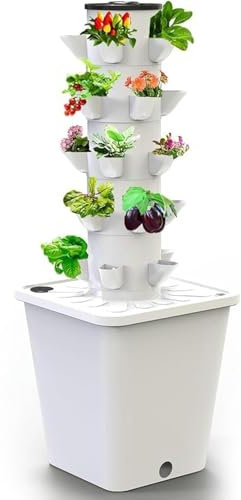ININOSNP Sistema idroponico Intelligente Torre da Giardino Verticale - Kit Intelligente for la Coltivazione Indoor di Erbe aromatiche, Frutta e Verdura(20 Holes)