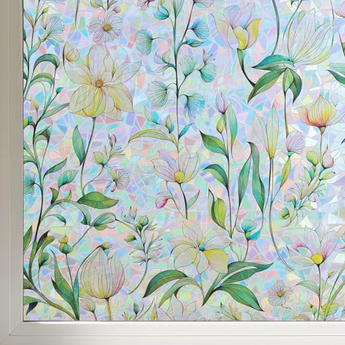 FINNEZ Pellicola per Finestra - Anti UV Effetto Arcobaleno Elettrostatica per Vetri, Non Aderente, Pellicola Adesiva Vetri, Decorativo per Casa Ufficio Camera da Letto Cucina, 44,5 x 400 CM