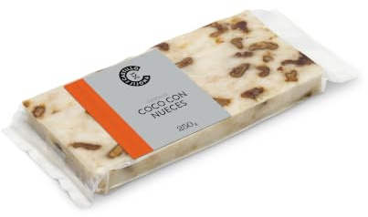 Castillo de Jijona Nougat de noix de coco aux noix de coco caramélisées à la cannelle - 38 % noix et 19 % noix avec miel et cannelle - Qualité suprême - Goût exotique et artisanal - Fabriqué en