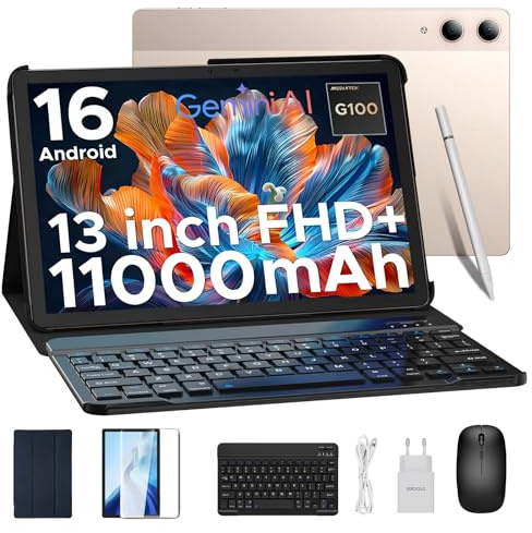 DOOGEE Tab E3 Pro Android 16 Tablet 13 Zoll FHD+ Helio G100 Octa Core,11000mAh 18W, 32 GB+256 GB/2TB TF, Gaming Tablet mit SIM Card Slot, Tablets mit Tastatur und Stift,Gemini AI,13MP, Face ID/OTG/GPS