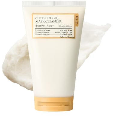 FULLY Rice-Dough Mask Cleanser, Hydrating Mask, Nourishing, Low-pH Formula, Clear Pores, Face Wash, Dry & Sensitive Skin, Vegan Korean Skincare 4.39 fl.oz