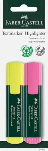 Faber-Castell 254892 Textliner 48, Blisterpackung, 2 Stück, gelb/rosa